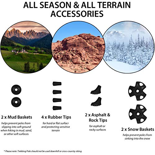 Collapsible Hiking Poles with Cork Grips, 4-Season Accessories