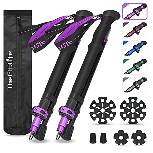 TheFitLife Hiking Poles - Lightweight Folding Sticks (Purple)