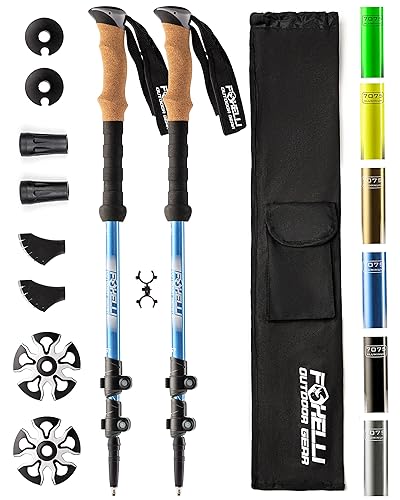 Foxelli Trekking Poles - Lightweight Aluminum Hiking Sticks