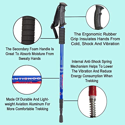 Collapsible Hiking Poles, Lightweight Adjustable Sticks (2 Pack)