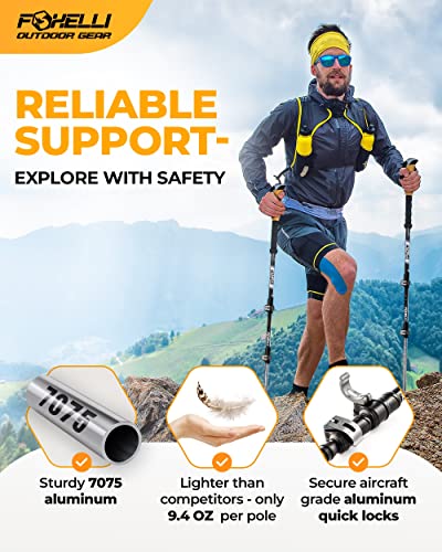 Foxelli Trekking Poles - Lightweight Aluminum Hiking Sticks