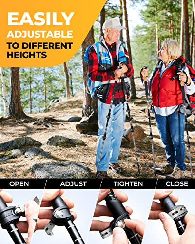 Foxelli Trekking Poles - Lightweight Aluminum Hiking Sticks