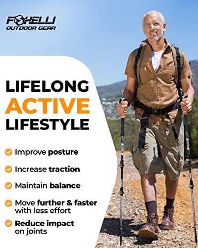 Foxelli Trekking Poles - Lightweight Aluminum Hiking Sticks