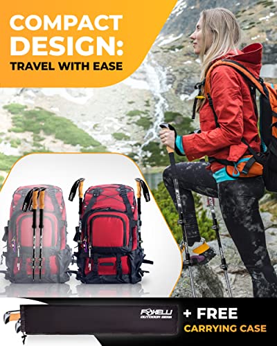 Foxelli Trekking Poles - Lightweight Aluminum Hiking Sticks