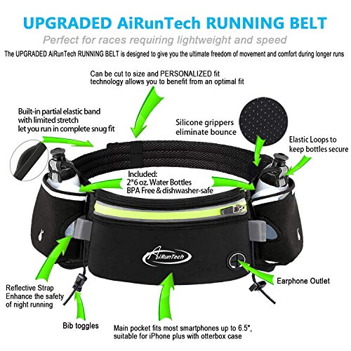 AiRunTech Hydration Running Belt with 2 Bottles