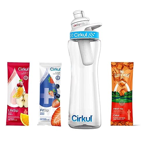 Cirkul 22 oz Water Bottle Starter Kit with Flavor Cartridges