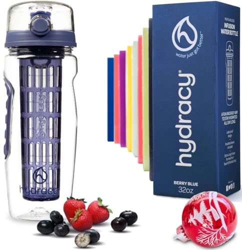 Hydracy 32oz Fruit Infuser Water Bottle - Berry Blue
