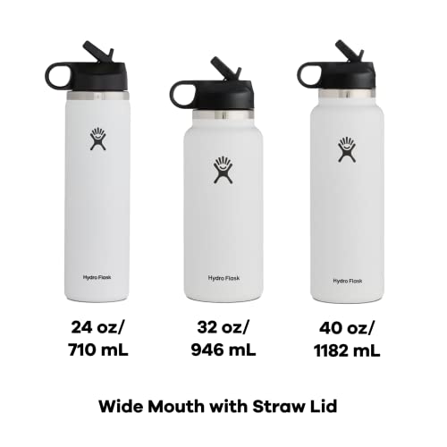 Black Hydro Flask 32oz Wide Mouth with Straw Lid