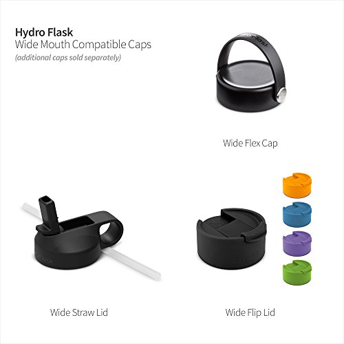 Black Hydro Flask Wide Mouth Water Bottle with Straw Lid