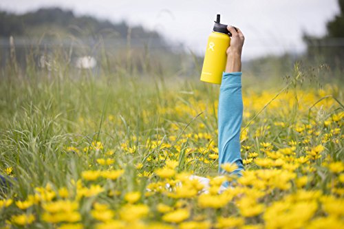 Black Hydro Flask Wide Mouth Water Bottle with Straw Lid