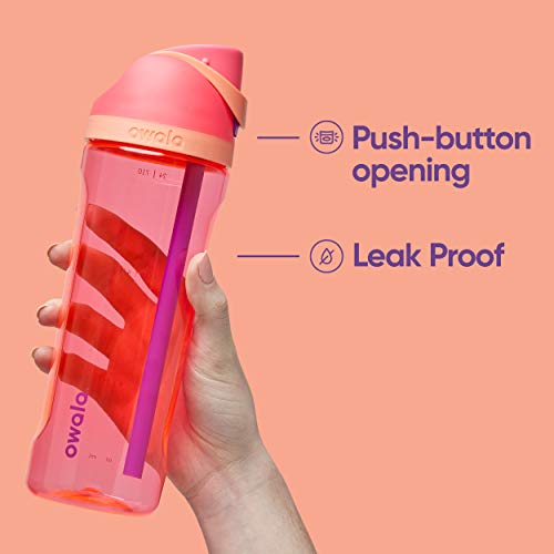 Clear Tritan Plastic Water Bottle with Straw, BPA-Free Sports