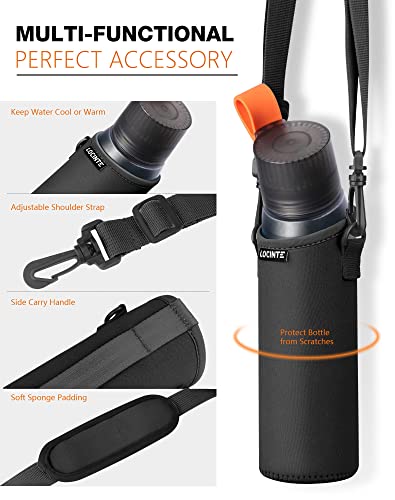 Neoprene Water Bottle Cover with Adjustable Strap (Black)