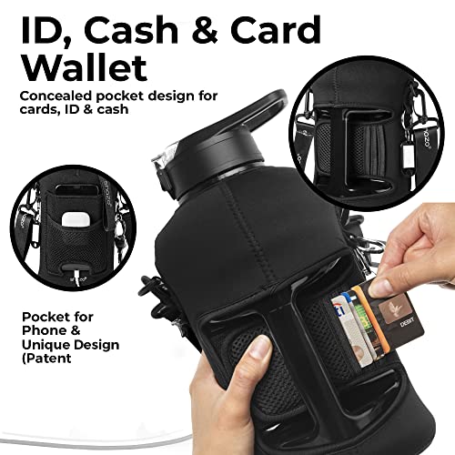 2.2L Water Bottle with Straw and Storage Sleeve