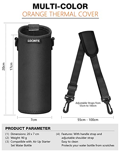 Neoprene Water Bottle Cover with Adjustable Strap (Black)