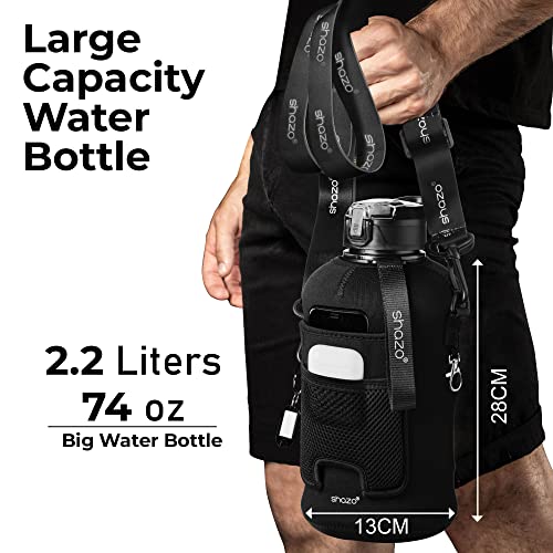 2.2L Water Bottle with Straw and Storage Sleeve