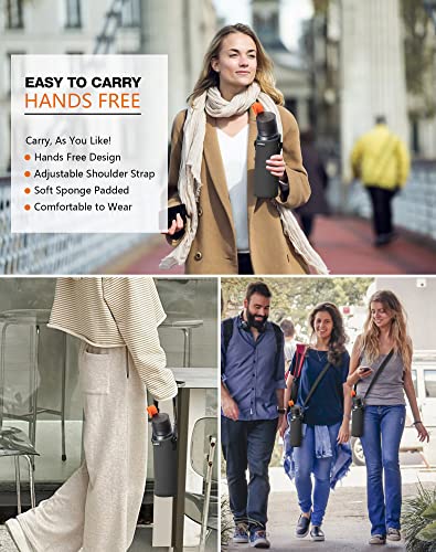 Neoprene Water Bottle Cover with Adjustable Strap (Black)