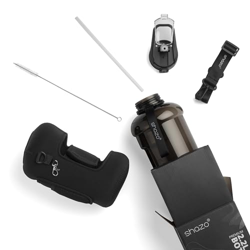 2.2L Water Bottle with Straw and Storage Sleeve