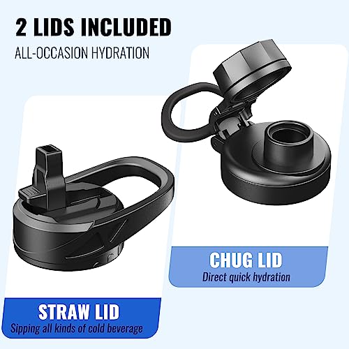 CIVAGO 32 oz Glass Sports Water Bottle - Black