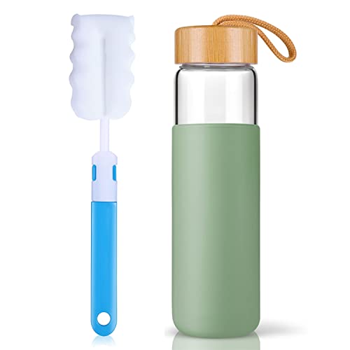 Yomious Glass Water Bottle with Bamboo Lid - BPA Free