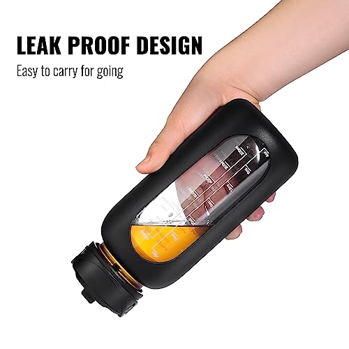 CIVAGO 32 oz Glass Sports Water Bottle - Black