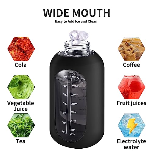 CIVAGO 32 oz Glass Sports Water Bottle - Black