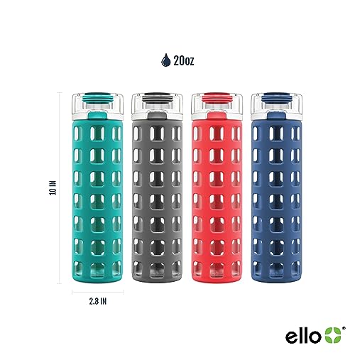 Ello Syndicate Gray Glass Water Bottle, 20oz