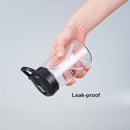 Set of 6 Clear Water Bottles with Straw Lid and Handle, 14oz