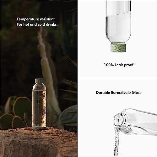 Green Silicone Sleeve Glass Water Bottle - 32 oz