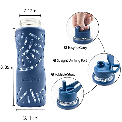 25oz Glass Water Bottle with Straw Cap and Sleeve