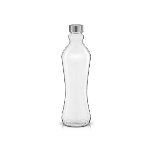 2x JoyJolt 32oz Clear Glass Water Bottles- Stainless Steel Lid