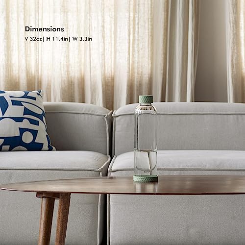 Green Silicone Sleeve Glass Water Bottle - 32 oz