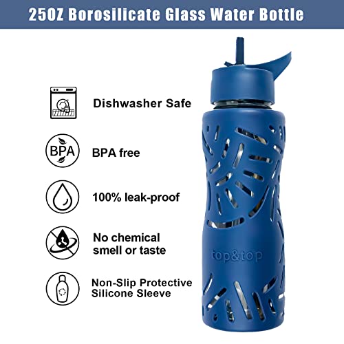 25oz Glass Water Bottle with Straw Cap and Sleeve
