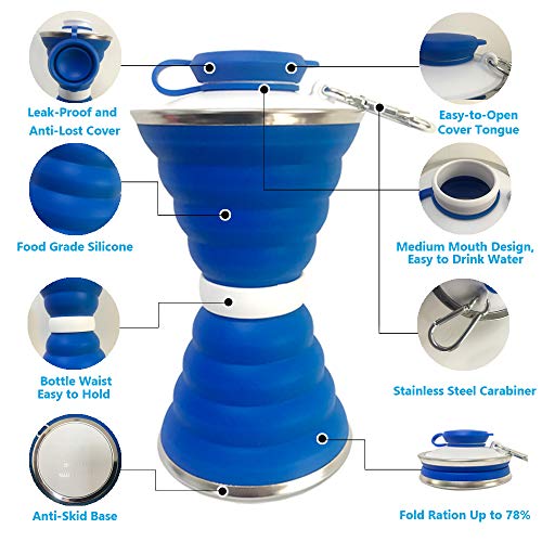 Collapsible Silicone Water Bottle with Carabiner