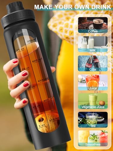 32 oz Glass Water Bottle with Silicone Sleeve - Black