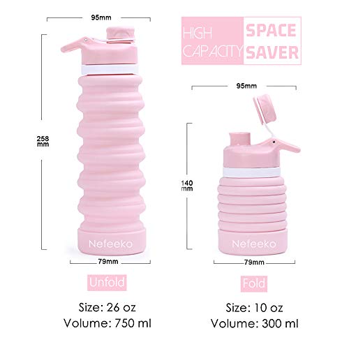 26oz Nefeeko Silicone Water Bottle: Collapsible & Leakproof