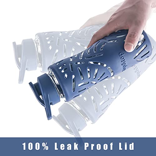 25oz Glass Water Bottle with Straw Cap and Sleeve