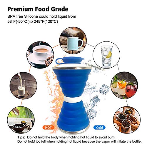 Collapsible Silicone Water Bottle with Carabiner