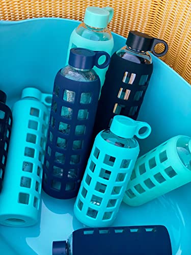 purifyou 32oz Aqua Blue Glass Water Bottle