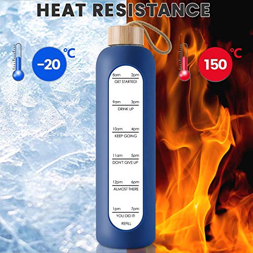 32 Oz Glass Water Bottle with Time Marker