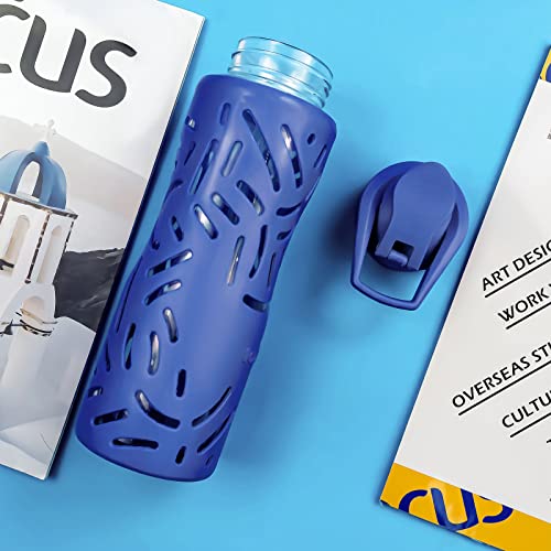 25oz Glass Water Bottle with Straw Cap and Sleeve