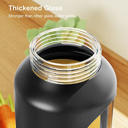 32 oz Glass Water Bottle with Silicone Sleeve - Black