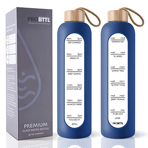 32 Oz Glass Water Bottle with Time Marker