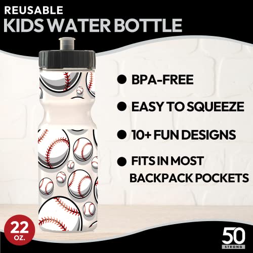 50 Strong Kids Water Bottle | 22 oz. BPA-Free Sports Squeeze