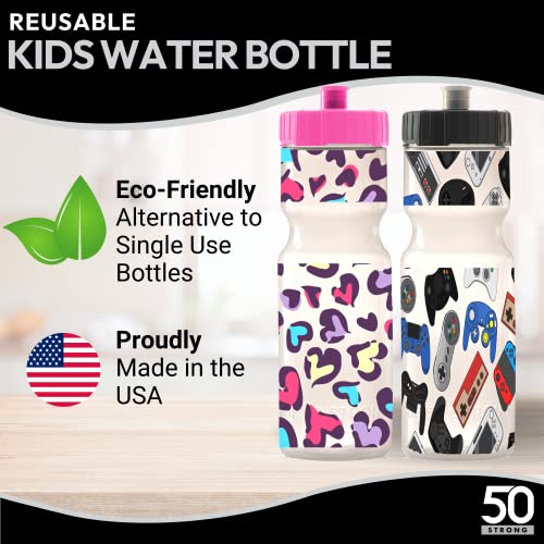 50 Strong Kids Water Bottle | 22 oz. BPA-Free Sports Squeeze