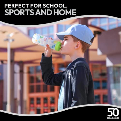 50 Strong Kids Water Bottle | 22 oz. BPA-Free Sports Squeeze
