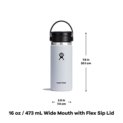 16 oz White Hydro Flask Wide Mouth Bottle