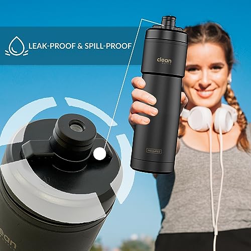 Insulated Bike Water Bottle with Easy Clean Nozzle