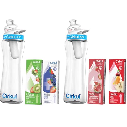 Cirkul 22 oz Water Bottle Kit - Fruit Punch & Mixed Berry Flavors
