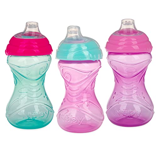 Nuby Girls' Clik-It Soft Spout Sippy Cup (3-Pack)