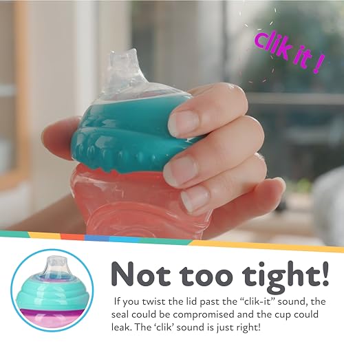 Nuby Girls' Clik-It Soft Spout Sippy Cup (3-Pack)